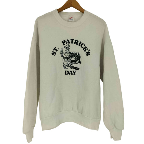 90S USA製 JERZEES ボディ ST PATRICKS DAY カレッジプリント クルーネック スウェット メンズ import:L