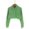 ザラ ZARA 千鳥格子 裾カットオフ クロップド シャツジャケット レディース import:L