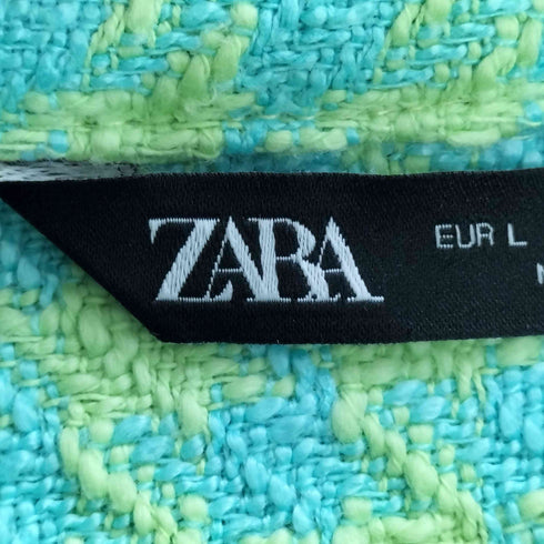 ザラ ZARA 千鳥格子 裾カットオフ クロップド シャツジャケット レディース import:L