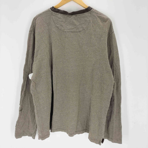 ノーティカ NAUTICA 千鳥格子柄ヘンリーネック ワンポイント刺繍ロングスリーブTシャツ メンズ import:XL