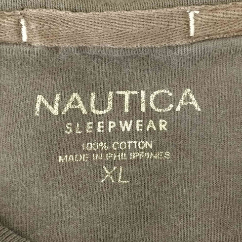 ノーティカ NAUTICA 千鳥格子柄ヘンリーネック ワンポイント刺繍ロングスリーブTシャツ メンズ import:XL