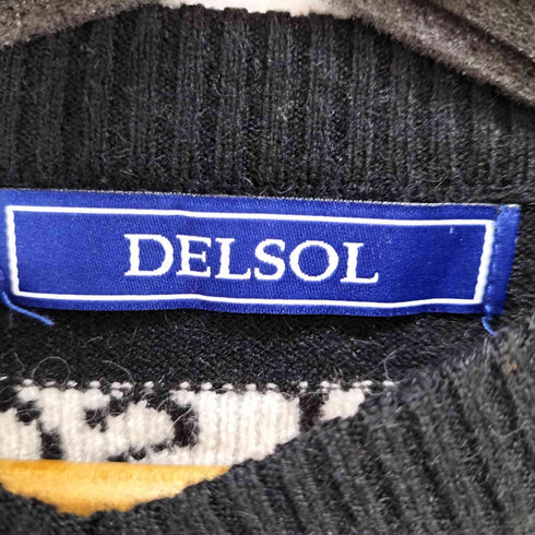 DELSOL Vネックロゴセーター レディース M