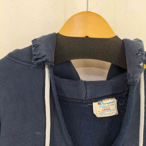 チャンピオン Champion 80s トリコタグ中期 MADE IN USA REVERSE WEAVE 3段カレッジプリント ダメージフーディ CARLETON メンズ import:L