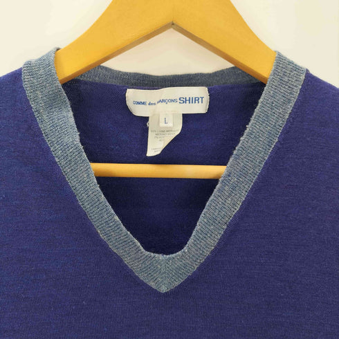 コムデギャルソンシャツ COMME des GARCONS SHIRT メリノウールバイカラーVネックニット メンズ JPN:L