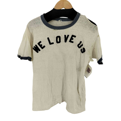 推定~50s Vintage フェルトプリント メッセージリンガーTシャツ ボロ WE LOVE US メンズ