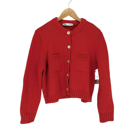 ザラ ZARA フロントポケット コットンニット カーディガン レディース L
