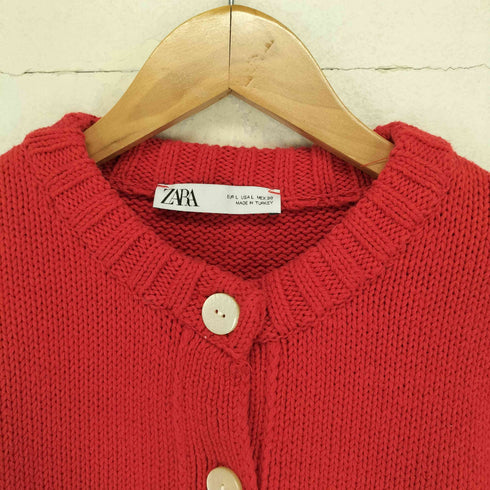 ザラ ZARA フロントポケット コットンニット カーディガン レディース L