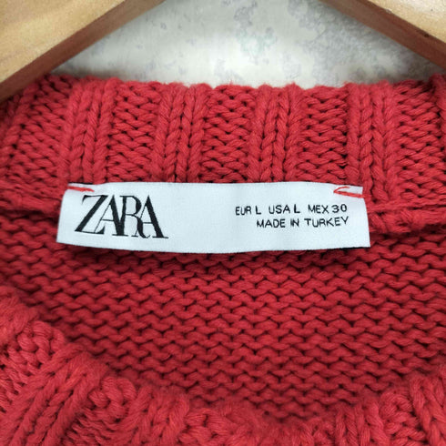 ザラ ZARA フロントポケット コットンニット カーディガン レディース L