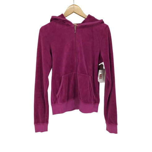 ジューシークチュール JUICY COUTURE バックプリント クロップド ジップアップベロア パーカー Y2K レディース L