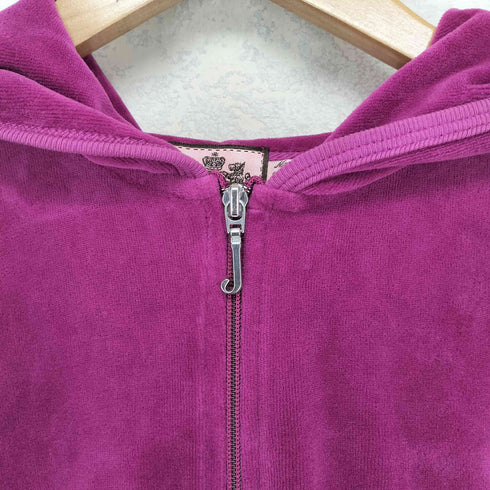ジューシークチュール JUICY COUTURE バックプリント クロップド ジップアップベロア パーカー Y2K レディース L