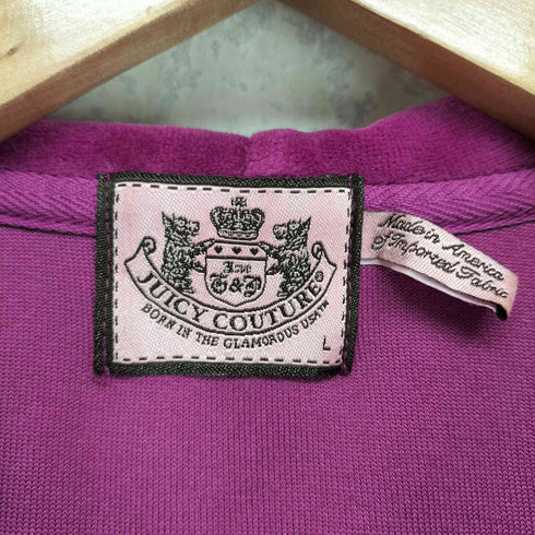 ジューシークチュール JUICY COUTURE バックプリント クロップド ジップアップベロア パーカー Y2K レディース L