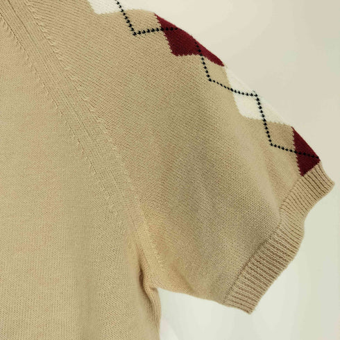 バーバリーロンドン BURBERRY LONDON ロゴ 刺繍 アーガイル柄 コットン ニット レディース 160A