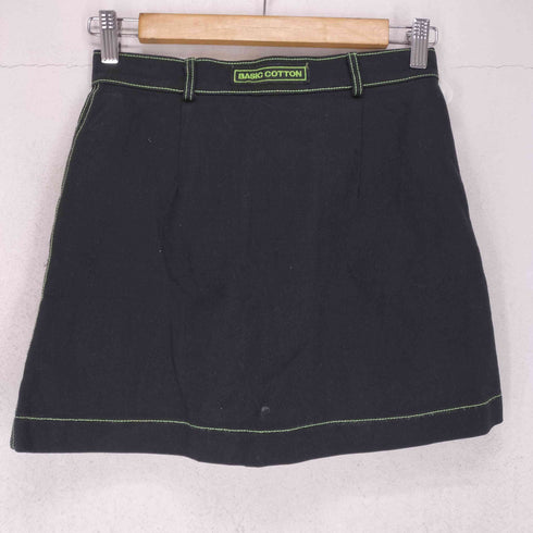basic cotton カラーステッチ フロントジップデザインスカート レディース
