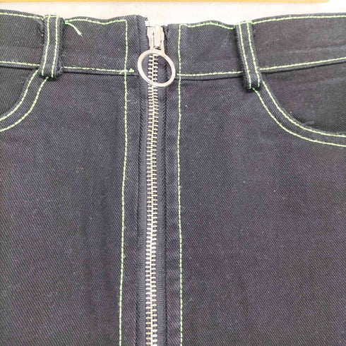 basic cotton カラーステッチ フロントジップデザインスカート レディース