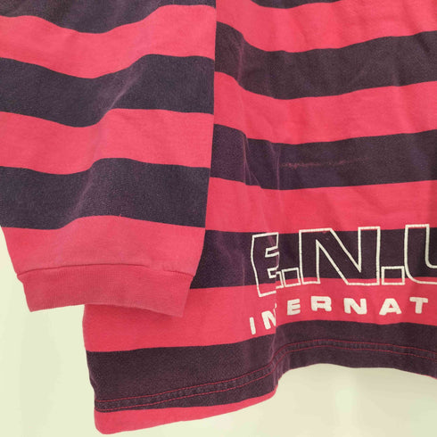 E.N.U.F. INTERNATIONALE 90S USA製 ロゴ プリント 製品染 スキッパー ボーダー スウェット メンズ import:L