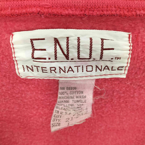 E.N.U.F. INTERNATIONALE 90S USA製 ロゴ プリント 製品染 スキッパー ボーダー スウェット メンズ import:L