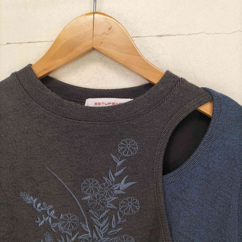 SET UP EXE 切替オープンデザイン刺繍カットソー レディース