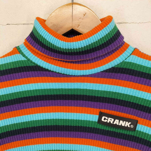 CRANK ラバーロゴマルチボーダータートルネック レディース