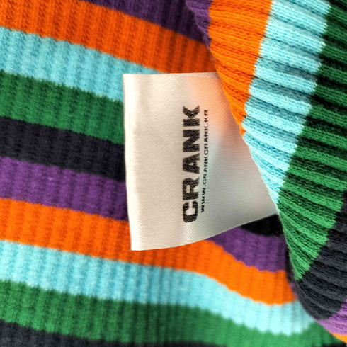 CRANK ラバーロゴマルチボーダータートルネック レディース