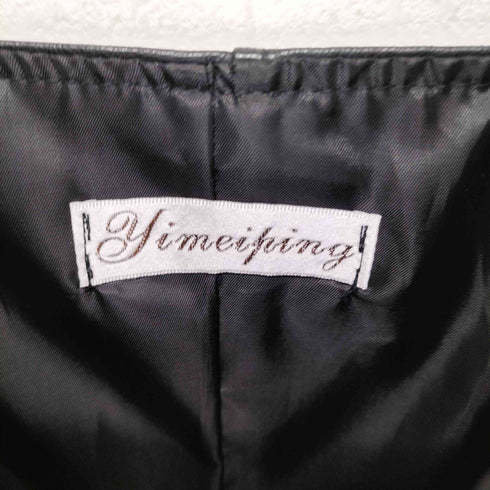 YIMEIPING ライダースデザインフェイクレザーキャミチュニック レディース