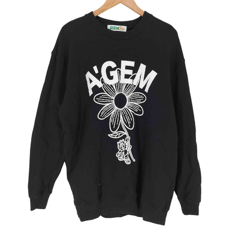 エージェム Agem フラワーキャットプリント クルーネックスウェット メンズ FREE