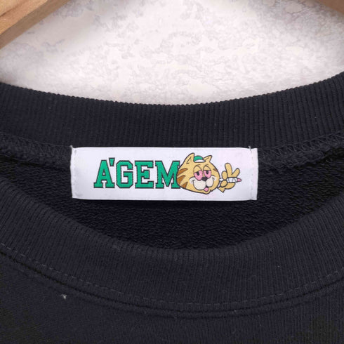 エージェム Agem フラワーキャットプリント クルーネックスウェット メンズ FREE