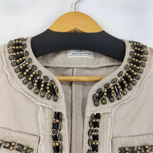 グレースコンチネンタル GRACE CONTINENTAL ビジュー ノーカラージャケット レディース 36