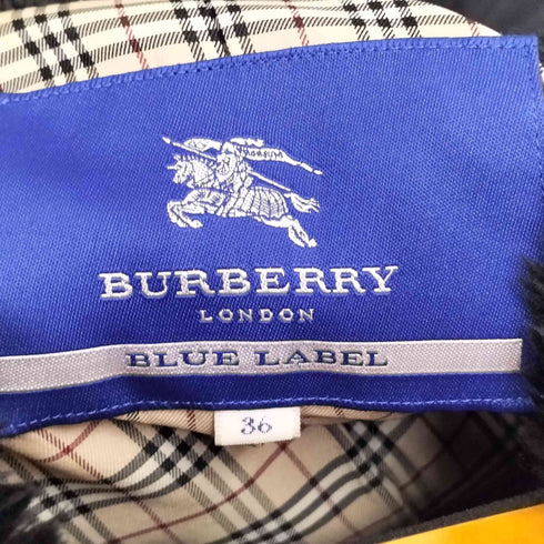 バーバリーブルーレーベル BURBERRY BLUE LABEL 裏地ノバチェック ベルテッド ウールコート レディース 36