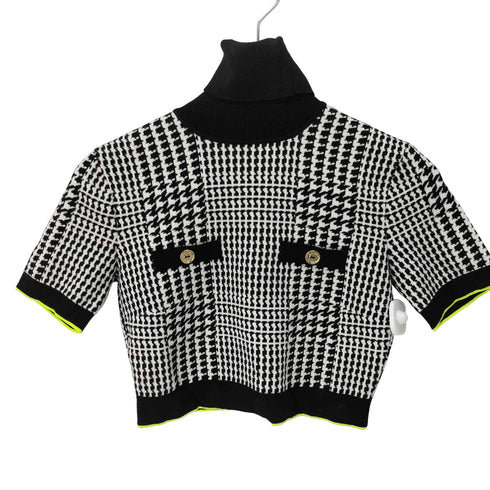 ELISABETTA FRANCHI 千鳥格子 ハイネック半袖ニット レディース 42