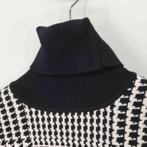 ELISABETTA FRANCHI 千鳥格子 ハイネック半袖ニット レディース 42