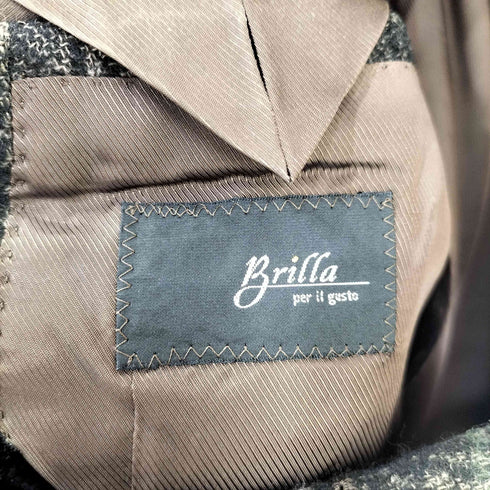 ブリッラペルイルグースト BRILLA per il gusto 千鳥格子 アルパカ混 段返り3つボタンテーラードジャケット PIACENZ社 メンズ JPN:42