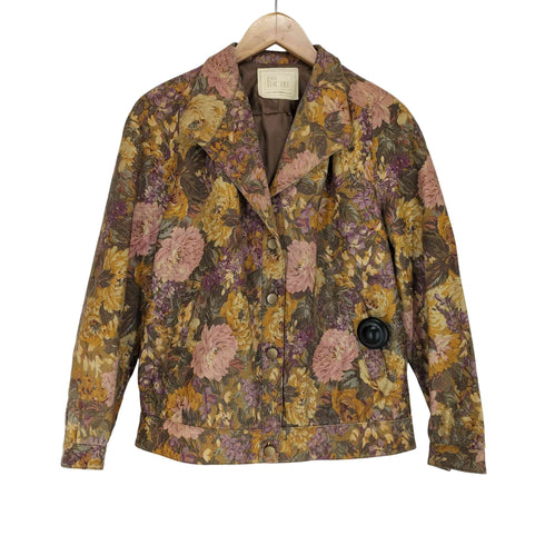 PELLE PIACERE ボタニカル柄レザージャケット レディース