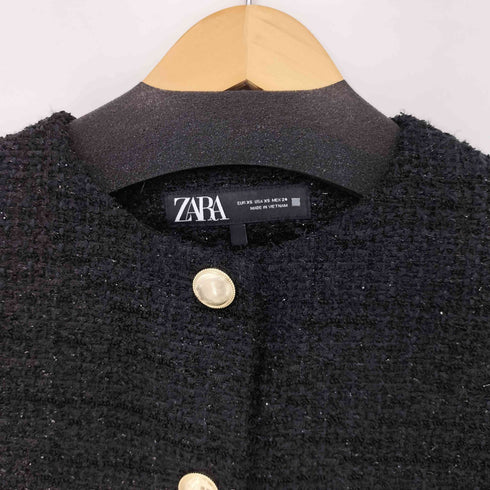 ザラ ZARA ノーカラーツイードジャケット レディース import:XS