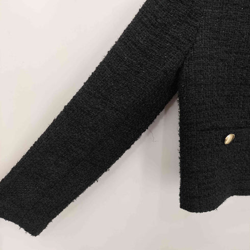 ザラ ZARA ノーカラーツイードジャケット レディース import:XS