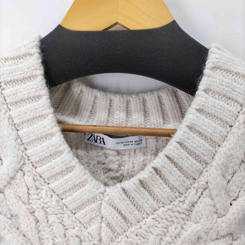 ザラ ZARA ケーブル編みニットベスト レディース import:M