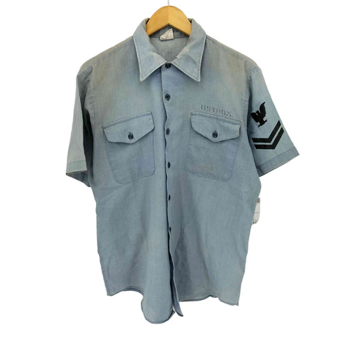 ユーエスネイビー U.S.NAVY 80S ステンシル S/S ミリタリーシャツ メンズ import:L