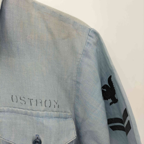 ユーエスネイビー U.S.NAVY 80S ステンシル S/S ミリタリーシャツ メンズ import:L