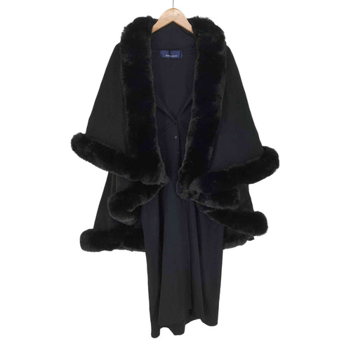 コムデギャルソン COMME des GARCONS 90s 青山タグ ファーポンチョドッキング ウールロングカーディガン レディース s