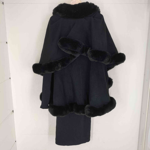 コムデギャルソン COMME des GARCONS 90s 青山タグ ファーポンチョドッキング ウールロングカーディガン レディース s