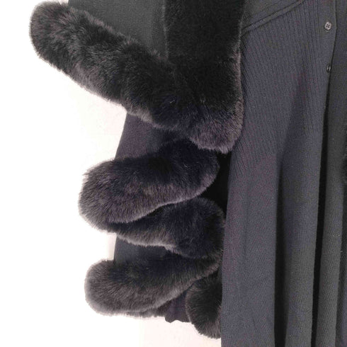 コムデギャルソン COMME des GARCONS 90s 青山タグ ファーポンチョドッキング ウールロングカーディガン レディース s
