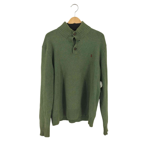 ポロラルフローレン POLO RALPH LAUREN スモールポニー刺繍 ハーフボタン コットンメランジニット メンズ import:XL