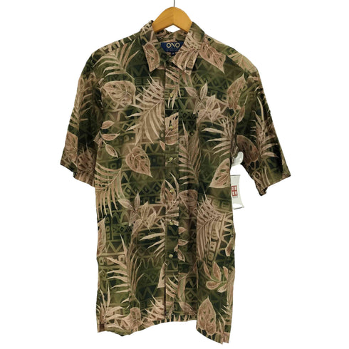 90S ONO&COMPANY リーフ柄 総柄 S/S アロハ シャツ メンズ import:M