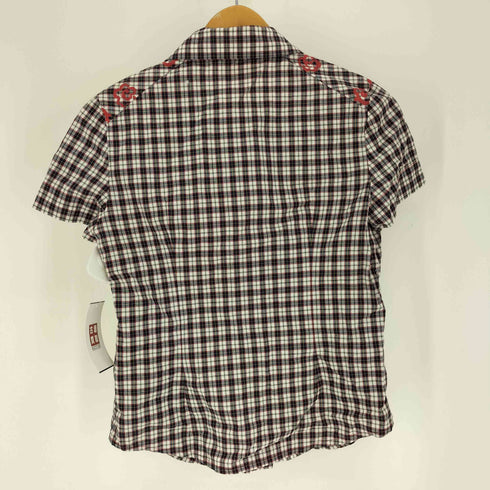 ヴィヴィアンウエストウッドレッドレーベル Vivienne Westwood RED LABEL オーブ ロゴ 刺繍 花柄プリント チェック シャツ ブラウス レディース US:0-2