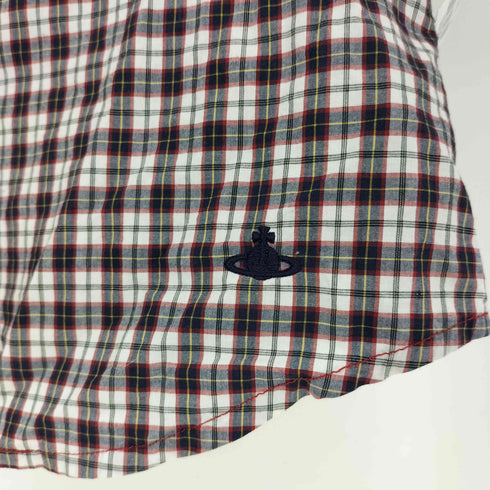 ヴィヴィアンウエストウッドレッドレーベル Vivienne Westwood RED LABEL オーブ ロゴ 刺繍 花柄プリント チェック シャツ ブラウス レディース US:0-2