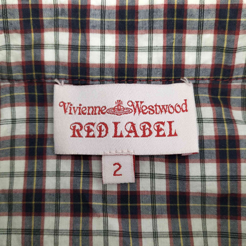 ヴィヴィアンウエストウッドレッドレーベル Vivienne Westwood RED LABEL オーブ ロゴ 刺繍 花柄プリント チェック シャツ ブラウス レディース US:0-2