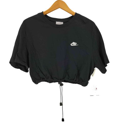 ナイキ NIKE スウッシュ ロゴ 刺繍 ドローコード クロップド S/S Tシャツ レディース import:L