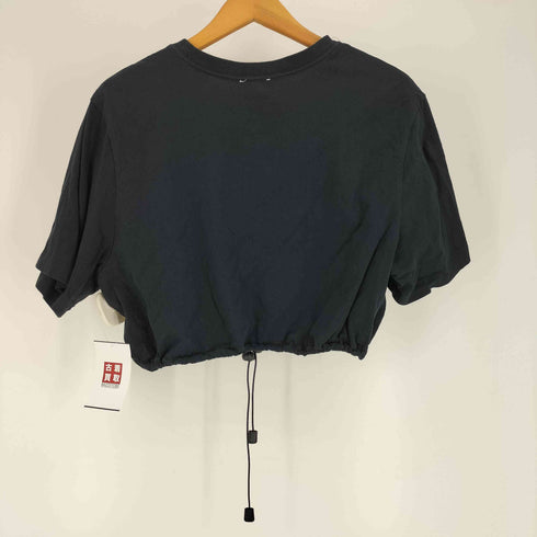 ナイキ NIKE スウッシュ ロゴ 刺繍 ドローコード クロップド S/S Tシャツ レディース import:L