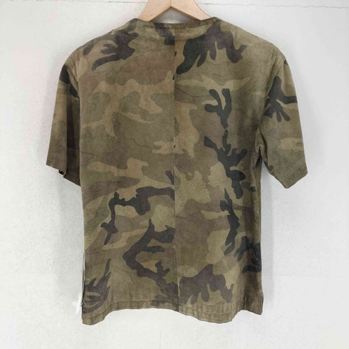 ハーレーダビッドソン HARLEY-DAVIDSON 韓国製 ピッグレザー カモ柄 ジップスリット 半袖Tシャツ カットソー メンズ M