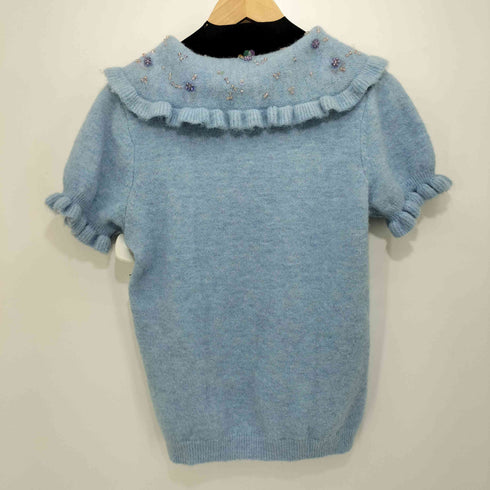 ザラ ZARA アルパカ混 フラワースパンコール S/S ニット レディース import:L