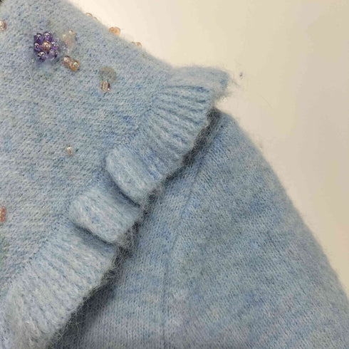 ザラ ZARA アルパカ混 フラワースパンコール S/S ニット レディース import:L